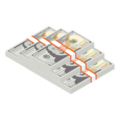 100ドル札の札束のイラスト素材