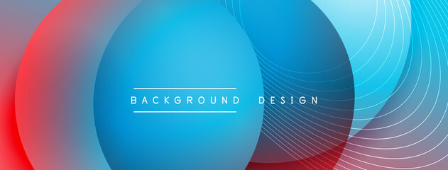 Gradient circles with shadows. Vector techno abstract background. Modern overlapping forms wallpaper background, design template