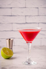 Cold summer strawberry cocktail