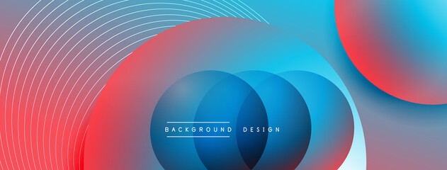 Gradient circles with shadows. Vector techno abstract background. Modern overlapping forms wallpaper background, design template