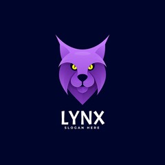 Vector Logo Illustration Lynx Gradient Colorful Style.