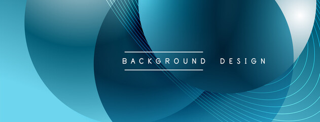 Gradient circles with shadows. Vector techno abstract background. Modern overlapping forms wallpaper background, design template