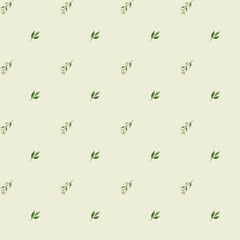 Watercolor seamless pattern with leaves. Herbal background.