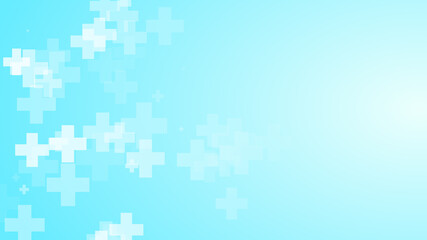 Medical white blue cross pattern background.