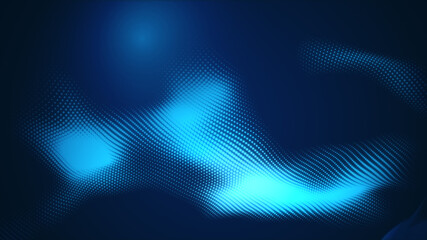 Obraz premium Dot blue wave light screen gradient texture background. Abstract technology big data digital background. 3d rendering.