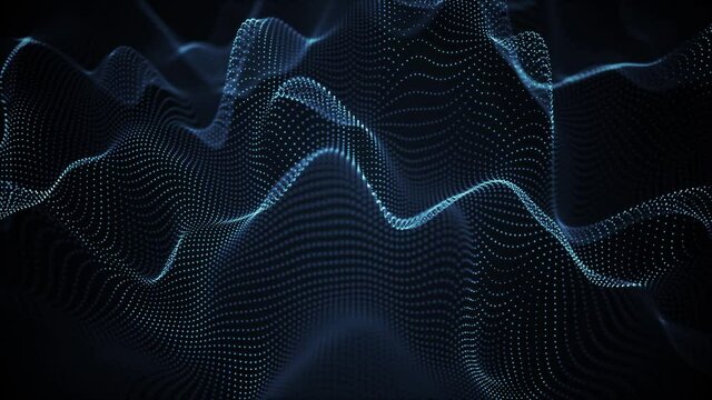 青のパーティクルのループ素材。粒子の未来的なサイバー背景