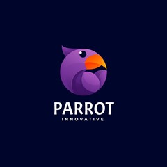 Vector Logo Illustration Parrot Gradient Colorful Style.