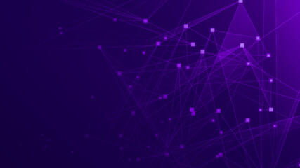 Obraz na płótnie Canvas Abstract purple violet polygon tech network with connect technology background. Abstract dots and lines texture background. 3d rendering.