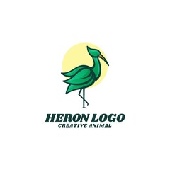 Fototapeta na wymiar Vector Logo Illustration Heron Simple Mascot Style.
