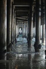 pillars at the bottom of the Santa Monica pier, Los Angeles