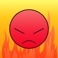Angry face in red with fire 01