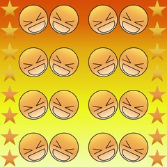 Happy face in orange with star 07