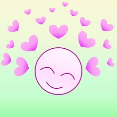 Love face in pink with heart 07