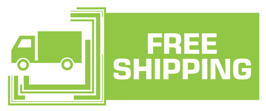 Free Shipping Green Squares Borders Left Symbol Text 