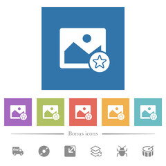 Rank image flat white icons in square backgrounds