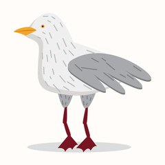 Cute hand-drawn seagull. Bird for children's books, postcards, print on clothes