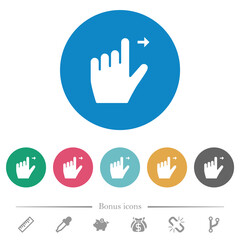 Left handed move right gesture flat round icons