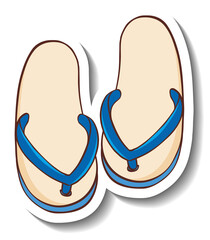 A sticker template with summer flip flops isolated