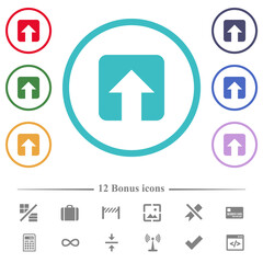 Upload flat color icons in circle shape outlines