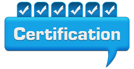 Certification Blue Comment With Tick Mark On Top 