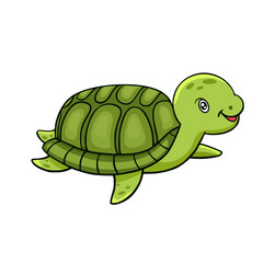Cute turtle. Colored vector illustration of tortoise. Funny sea animal character.