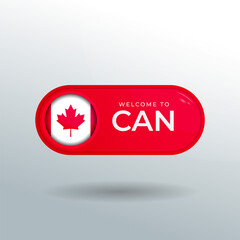 3D Label and Location Pointer Flag Nation of Canada with Glossy Reflection