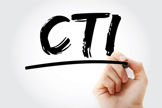 CTI - Computer Telephony Integration acronym with marker, technology concept background