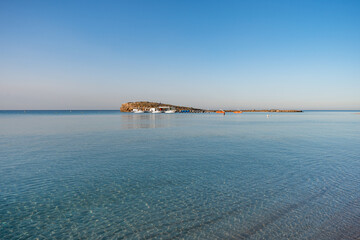 Nissi beach in Ayia Napa, the most famous tourist beach in Cyprus popular for its blue clean transparent waters
