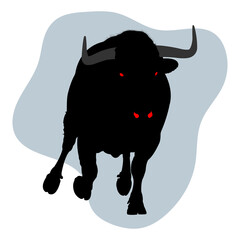 Silhouette of a bull in motion. Vector illustration. Vector logo.