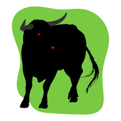 Silhouette of a bull in motion. Vector illustration. Vector logo.
