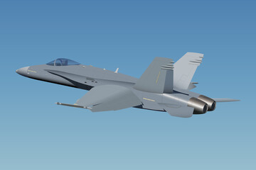 Fototapeta na wymiar Jet fighter. Vector image on the background of the sky.