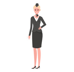 Stewardess in cartoon style. Vector illustration