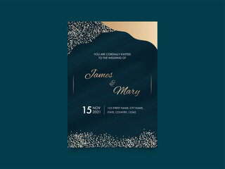 Wedding stationery set. One page invitation card. 