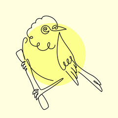 Canary in line art style. Vector