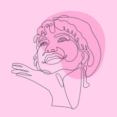 Woman portrait in line art style. Vector