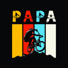 Papa cycling on the mountain vintage t-shirt design.