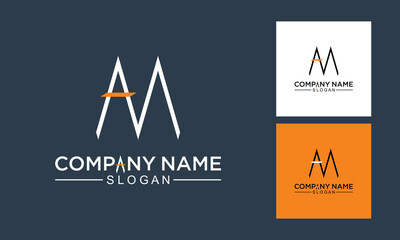 abstract logo design, flat combination of letters A and M
