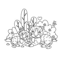 Coloring book for children, cute Tiger cartoon.