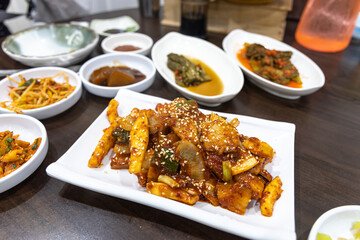 Korean Food Spicy pork and Squid