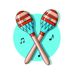 Maracas. Musical instrument. Vector illustration. 