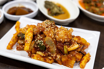 Korean Food Spicy pork and Squid