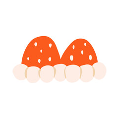 Strawberry with whipped cream decoration cake pastry and baking element vector illustration