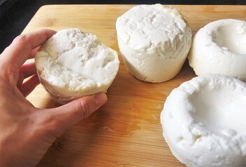 Fresh cheeses homemade hand cook