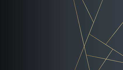 Black abstract background with golden lines. Black gold background overlap dimension abstract geometric modern. Elegant navy black gold background with overlap layer. Suit for business and corporate
