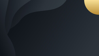 Black abstract background with golden lines. Black gold background overlap dimension abstract geometric modern. Elegant navy black gold background with overlap layer. Suit for business and corporate