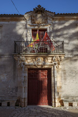 Facade of the Goyeneche Palace, an eighteenth-century building located in the city of Nuevo Baztan, province of Madrid, Spain