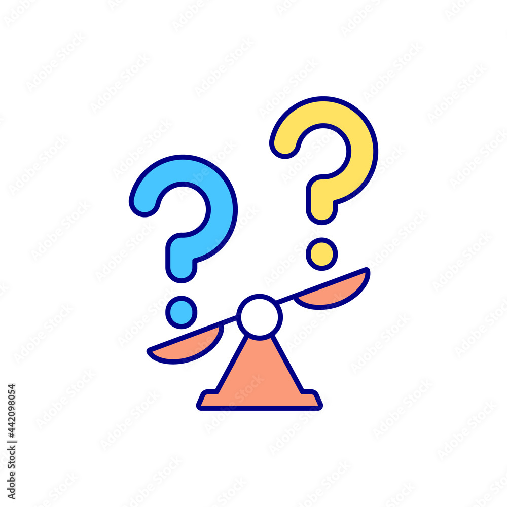 Poster decision making process rgb color icon. weighing different options. isolated vector illustration. ri