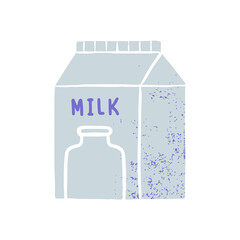 Milk carton dairy product cartoon vector illustration.