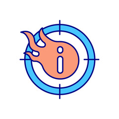 Targeting trending informative topics RGB color icon. Focus on viral content. Isolated vector illustration. Generating real interest among social media users simple filled line drawing