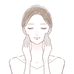 フェイスマッサージをする女性